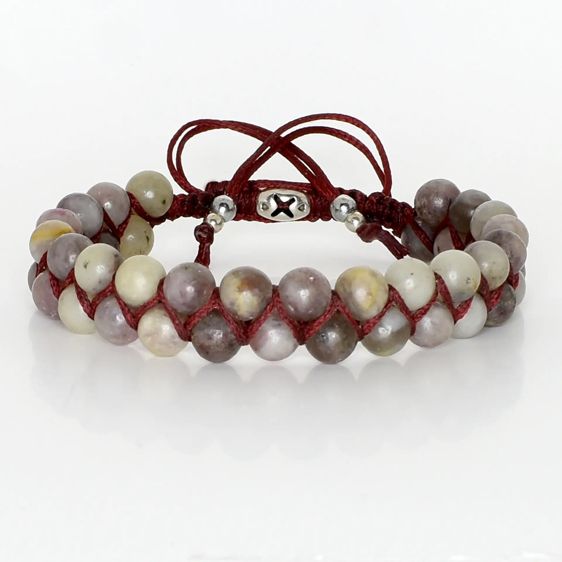 Βραχιόλι μακραμέ με lavender jasper εμπρός μέρος